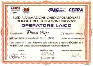 Attestato BLSD defibrillatore